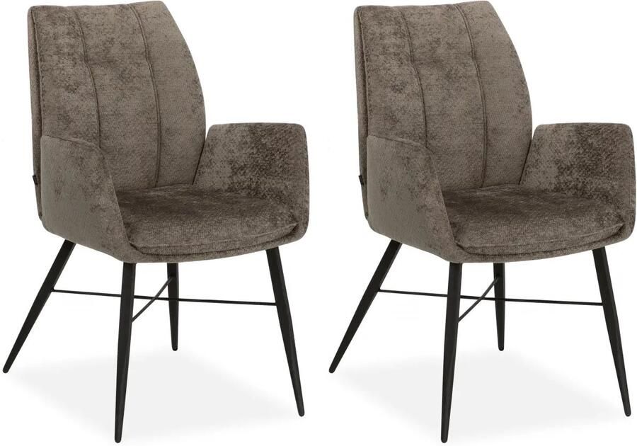 MX Sofa Eetkamerstoel Jefferson Taupe (set van 2 stoelen)