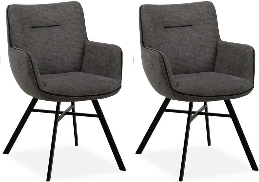 MX Sofa Eetkamerstoel Maisie Antraciet (set van 2 stoelen)