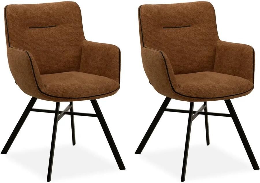 MX Sofa Eetkamerstoel Maisie Cognac (set van 2 stoelen)