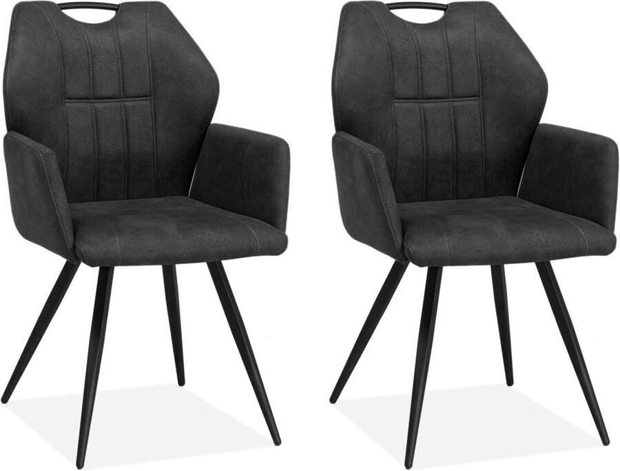 MX Sofa Eetkamerstoel Puck Antraciet (set van 2 stoelen)