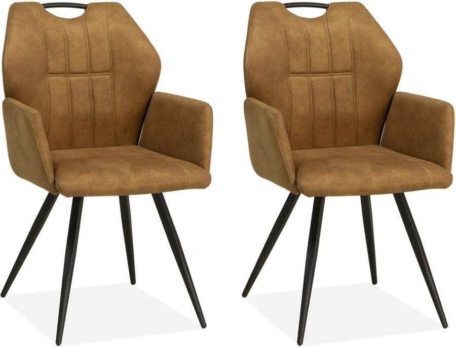 MX Sofa Eetkamerstoel Puck Cognac (set van 2 stoelen)