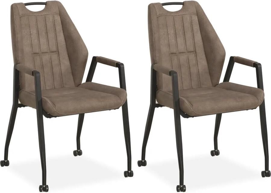 MX Sofa Stoel Axa met wielen Taupe set van 2 stuks