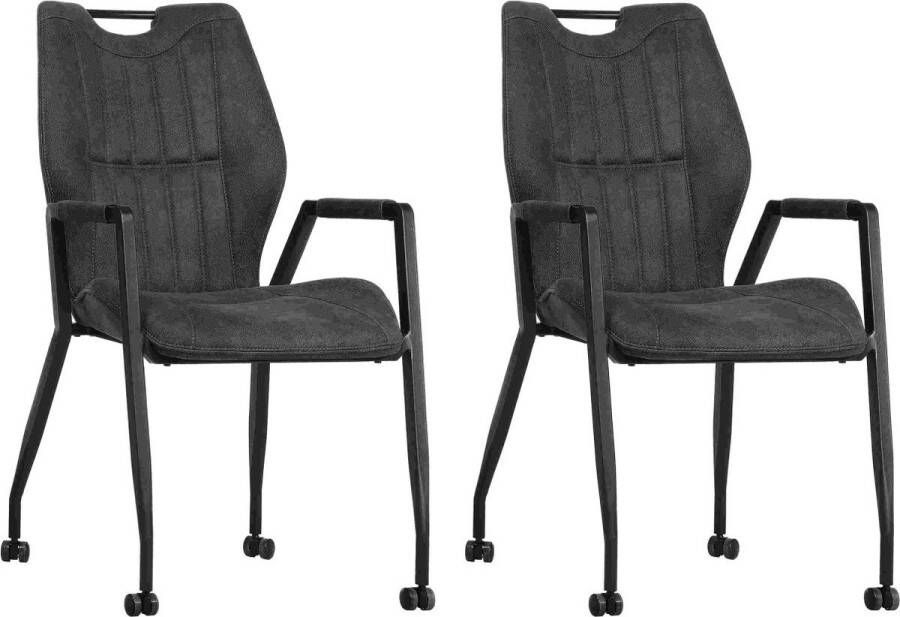 MX Sofa Stoel Olympic met wielen Antraciet set van 2 stuks