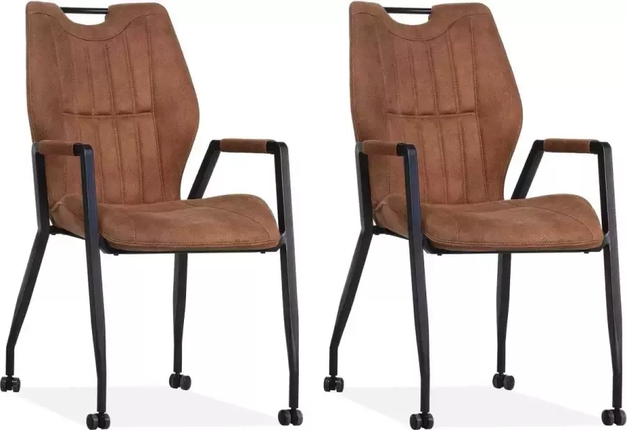 MX Sofa Stoel Olympic met wielen Cognac set van 2 stuks - Foto 1