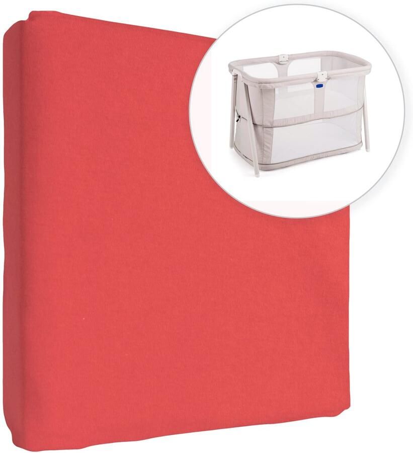 My Ninki 100% Katoenen Jersey Hoeslaken voor Baby Reiswieg Matras 95x65 cm in Rijke Rode Kleur
