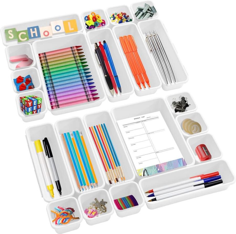 My Ninki 22-delige Modulair Lade Organizer Systeem voor Keuken Bureau en Badkamer in Maten