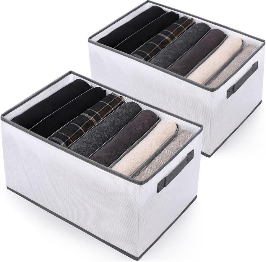 My Ninki Efficiënt Opbergsysteem met 7 Vakken voor Kledingkast Set van 2 Opvouwbare Organizers