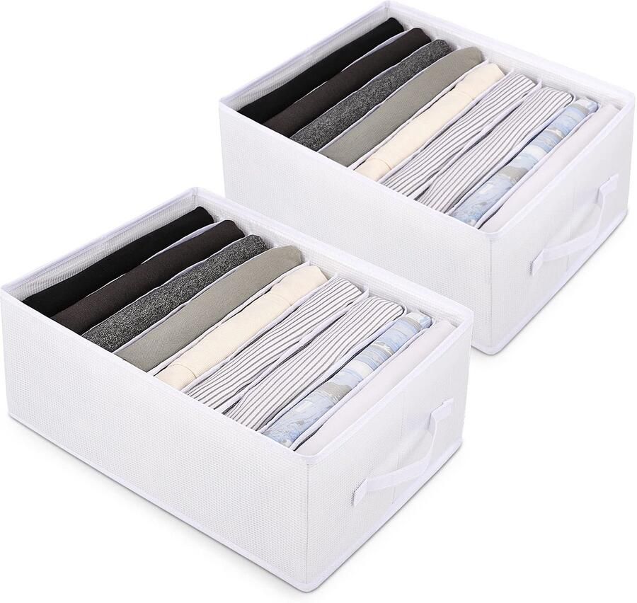 My Ninki Efficiënt Opbergsysteem voor Kledingkasten met 9 Vakken 2 Stuks Opvouwbare Organizers