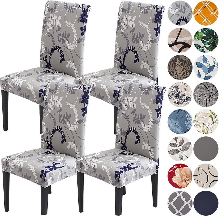 My Ninki Elegant en Functioneel Set van 4 Stretchbare Stoeelhoezen voor Gebruiken in Huis en Feestlocaties