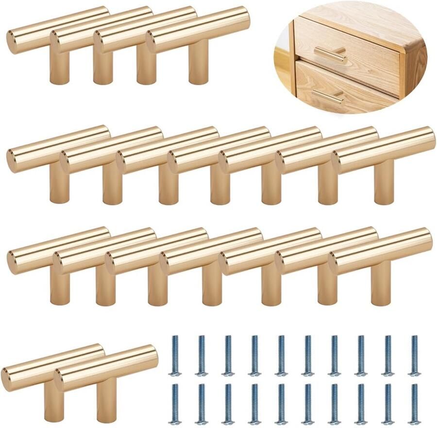 My Ninki Elegant Gouden T-vormige Deur- en Ladegrepen voor Stijlvolle Interieurvernieuwing