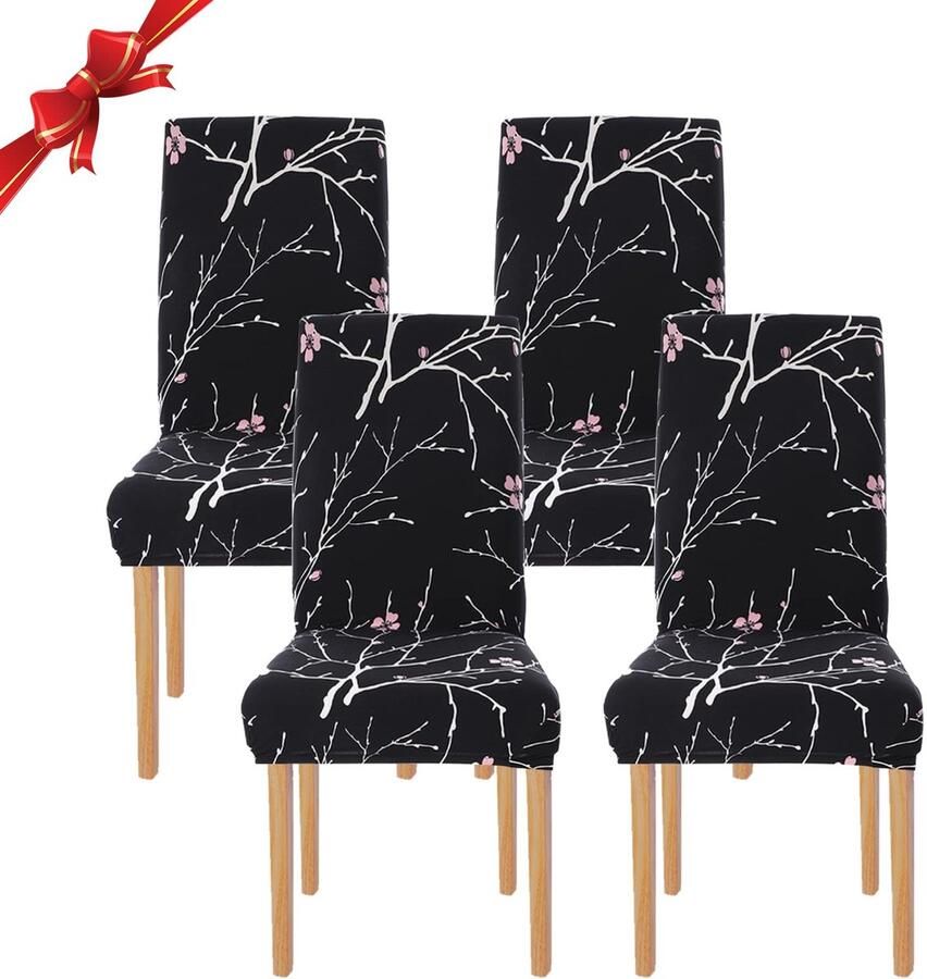 My Ninki Elegante en Rekbare Stoelhoezen Set van 4 voor Eetkamerstoelen Moderne Bloemenprint