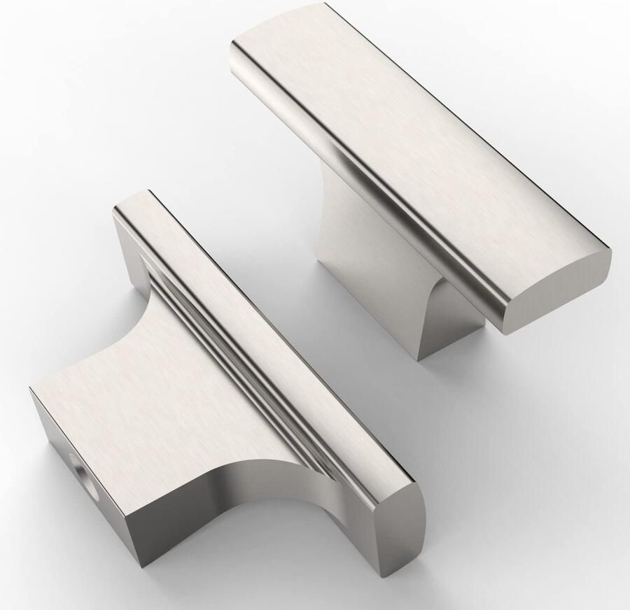 My Ninki Elegante Set van 10 Metalen Kastknoppen met Geborsteld Nikkel Stanggreep Ontwerp voor Keuken en Kasten