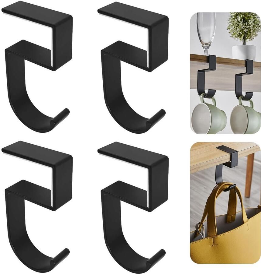 My Ninki Handige Antislip Tashouders voor Tafel en Bureau Set van 5 Stuks in Zwart