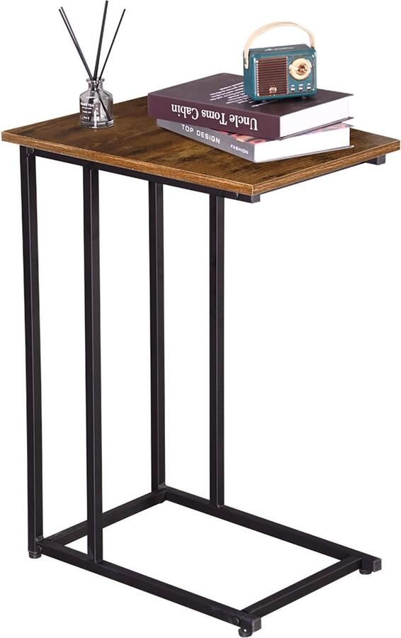 My Ninki Industrieel Vormgegeven C-vormige Bijzettafel voor Woonkamer en Kantoor met Verstelbare Poten