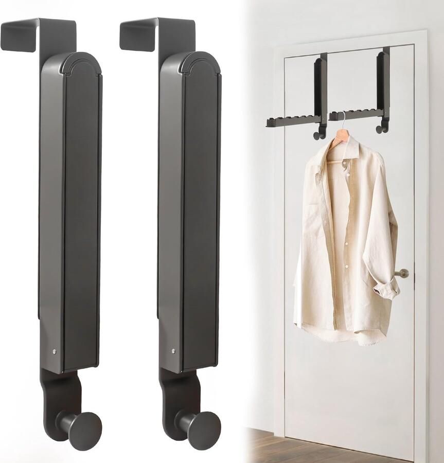 My Ninki Inklapbare Deurkapstok Met Verstelbare Haken Voor Kleding Jassen En Handdoeken Set Van 2 Stuks