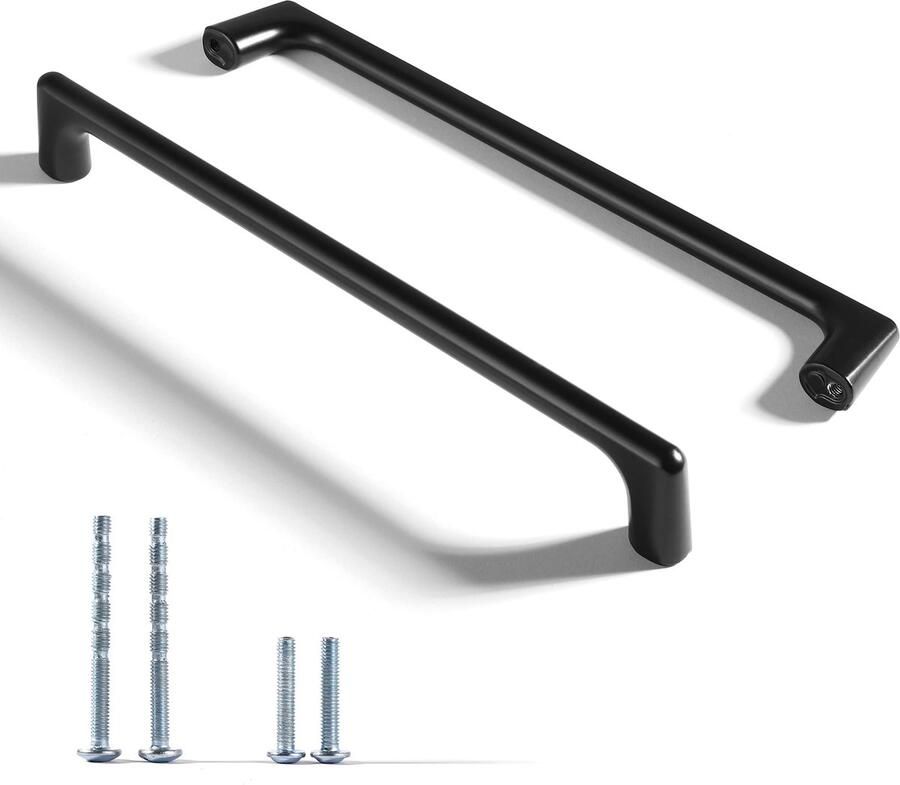 My Ninki Moderne Zwarte Handgrepen voor Keukenkasten Schuifladen en Meubels Set van 10 192 mm