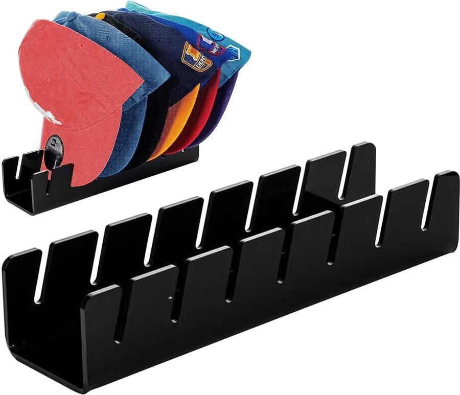My Ninki Multifunctionele Hoeden- en Accessoire-Organizer voor Petten en Meer Geschikt voor 7 Items Zwart Acryl