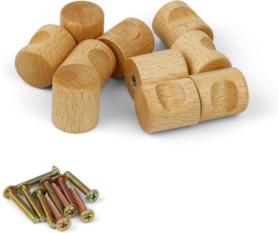 My Ninki Set van 10 Houten Knoppen voor Meubels Inclusief Schroeven en Eenvoudige Installatie