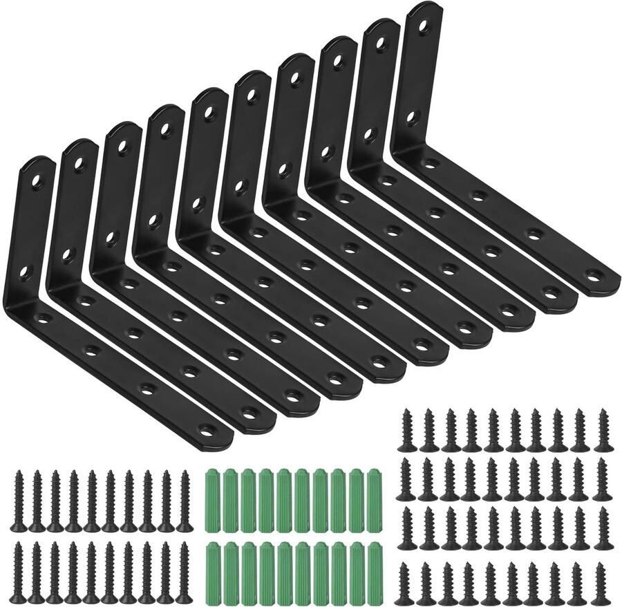 My Ninki Set van 10 L-vormige Hoekverbinders met Schroeven voor Meubelconstructie en Reparatie