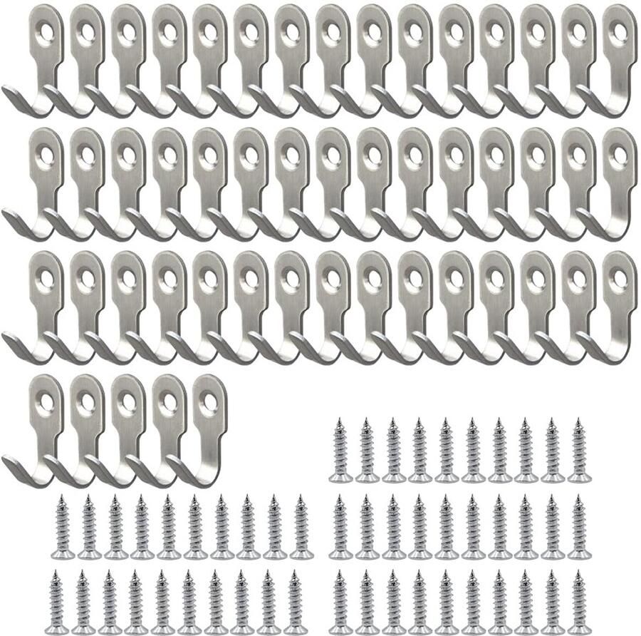 My Ninki Set van 50 Robuuste Roestvrijstalen Wandhaken voor Veelzijdig Gebruik in Huis