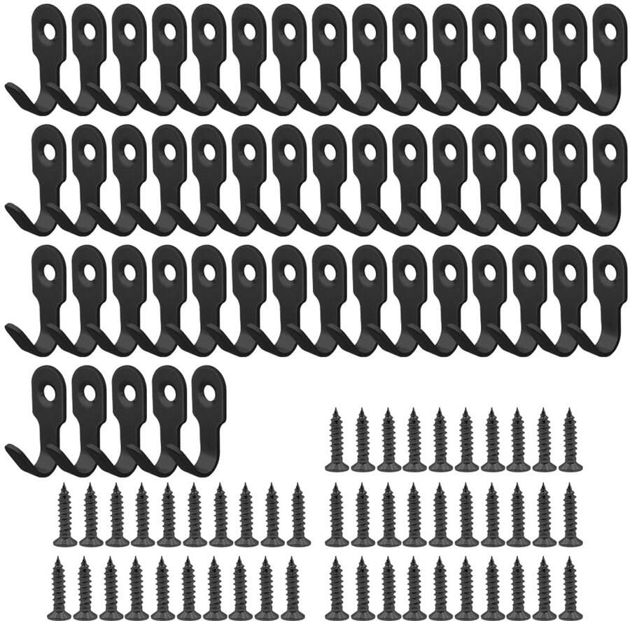 My Ninki Set van 50 Stuks Zwarte Mat Roestvrij Stalen Wandhaken voor Toepassingen in Huis