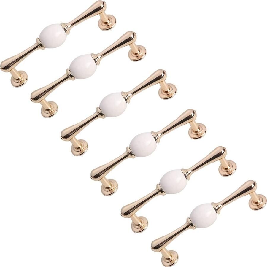 My Ninki Set van 6 Elegante Keramische Deur- en Kastgrepen voor Keuken en Meubilair 128 mm Gatafstand