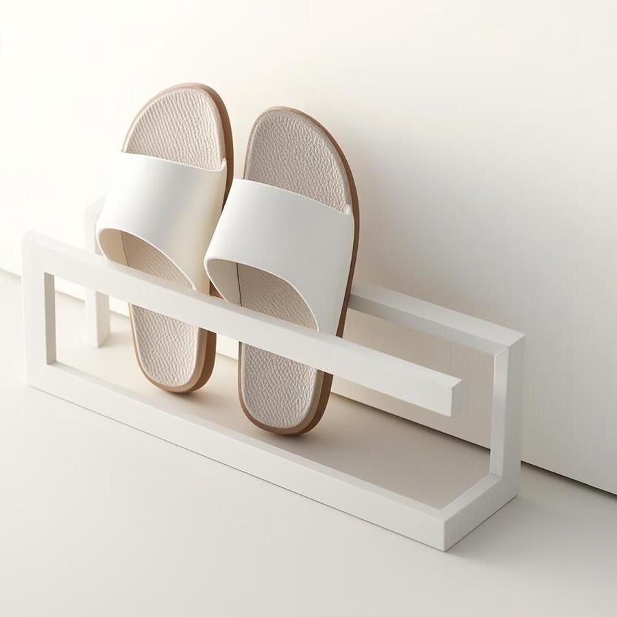 My Ninki Smal en Modern Schoenenrek van Metaal voor Compacte Ruimtes Wit 42 x 14 x 10 cm