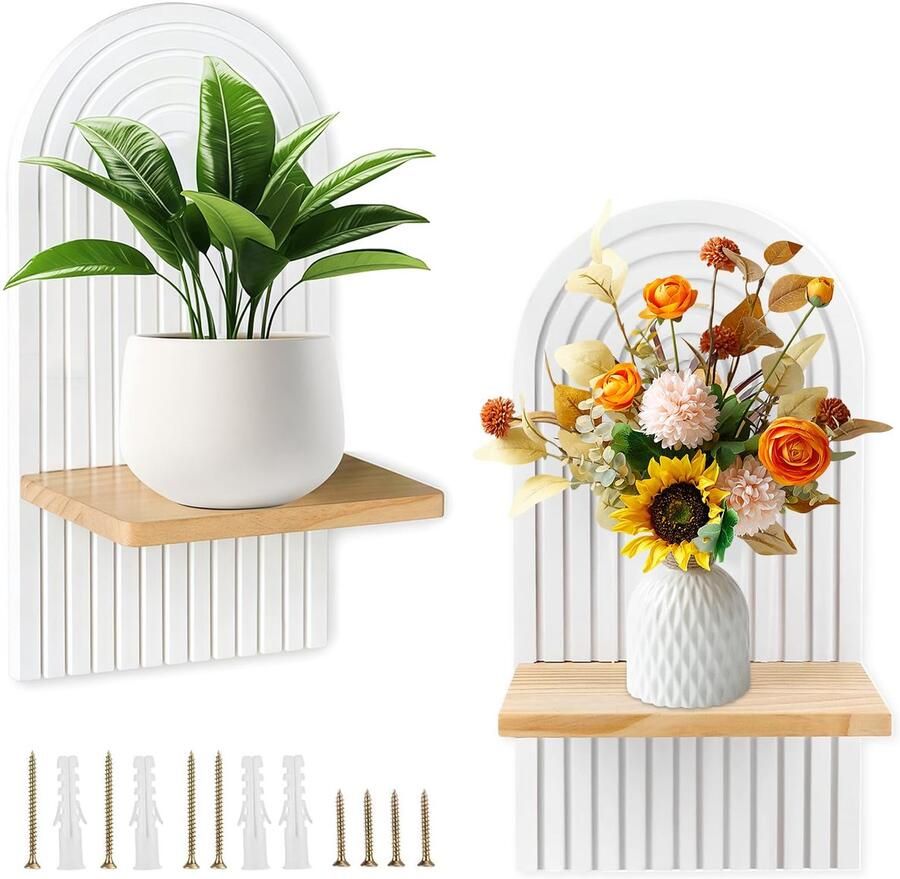 My Ninki Stijlvol Houten Wandrek Set voor Interieurstijlen met Boho Charme 2 Stuks