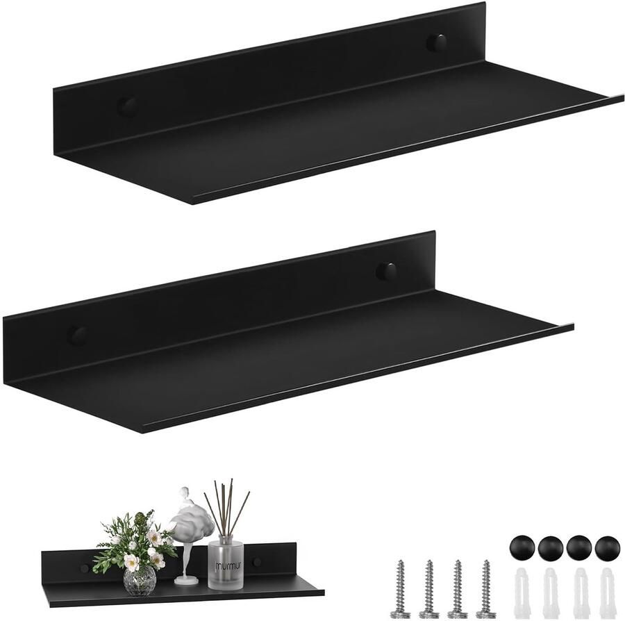 My Ninki Stijlvolle en Functionele Zwarte Metalen Wandplanken voor Ruimtes in Huis