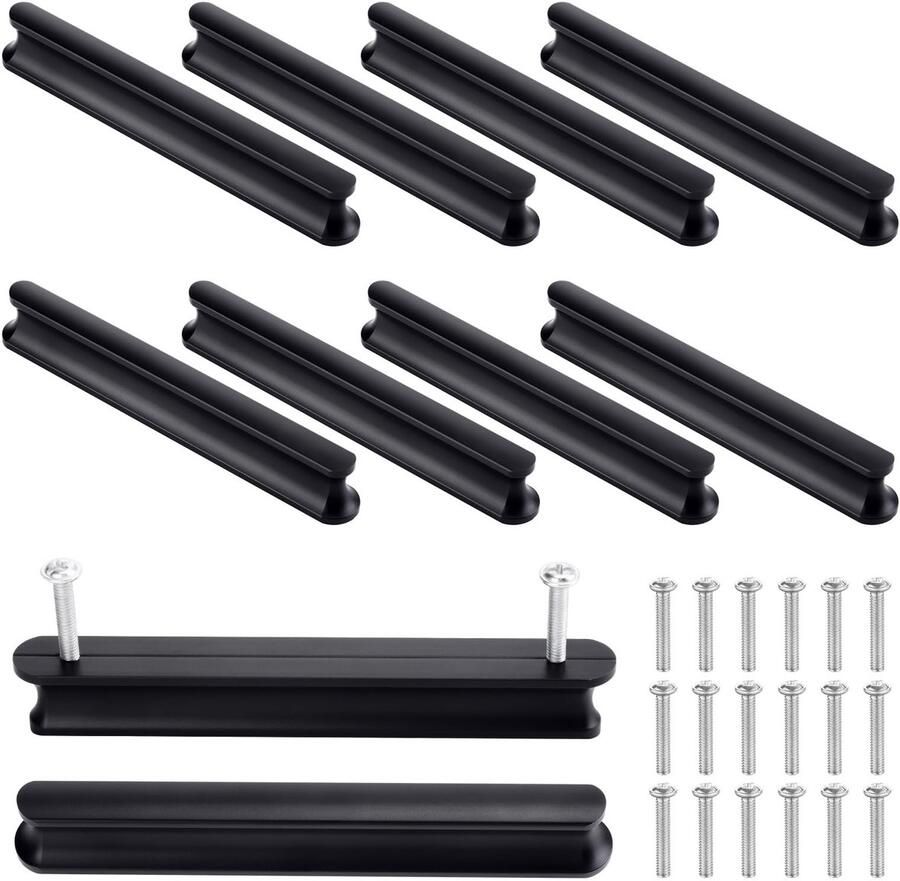 My Ninki Stijlvolle Zwarte Meubelgrepen voor Keuken Kast en Lade Set van 10 12 cm