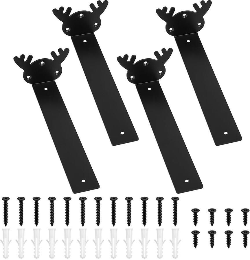 My Ninki Stijlvolle Zwarte Zwevende Plankdragers voor Stabiele en Onzichtbare Wandmontage