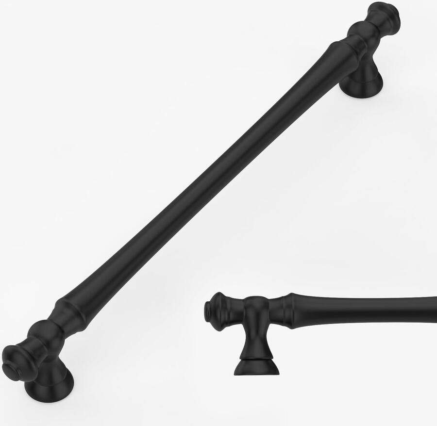 My Ninki Strakke Zwarte Meubelgrepen Set van 6 voor Keukenkasten en Laden 254 mm Gatafstand