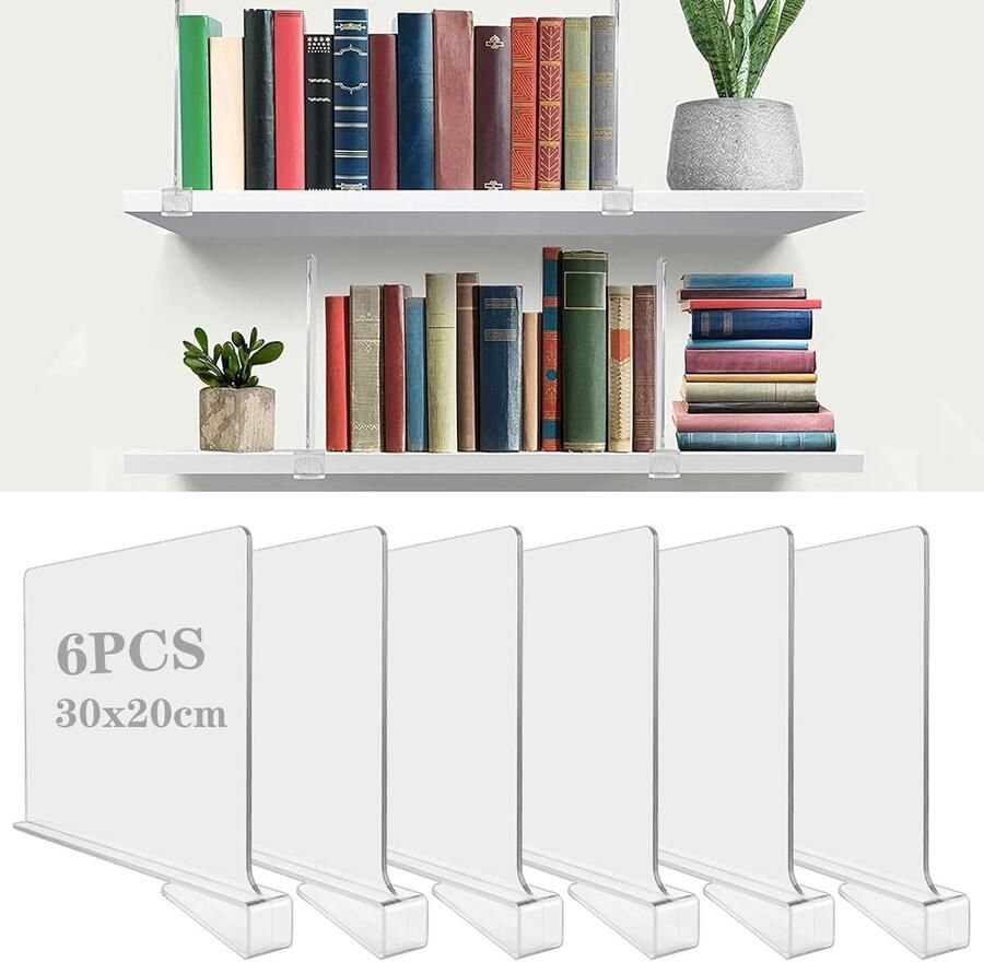 My Ninki Transparante Acryl Plankverdelers Set van 6 voor Efficiënte Kastorganisatie en Netheid