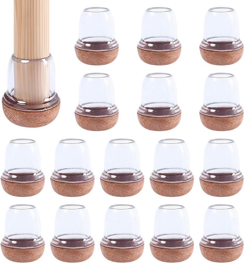 My Ninki Transparante Siliconen Beschermkappen voor Stoelpoten Set van 16 Geschikt voor Verschillende Meubels