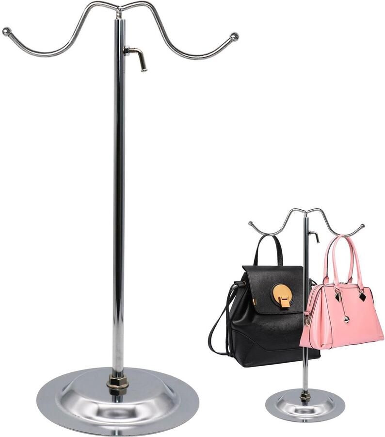 My Ninki Verstelbare Metalen Handtasdisplay voor Tafelblad met Dubbele Haak voor Accessoires