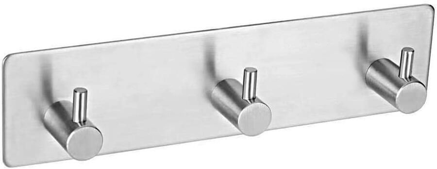 My Ninki Zelfklevende RVS Wandhaken Set 3 Stuks Veelzijdig Gebruik in Badkamer en Keuken