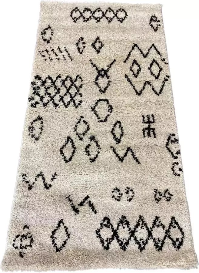 Mycha Ibiza Vloerkleed 80x150 cm beige zwart boho ML72