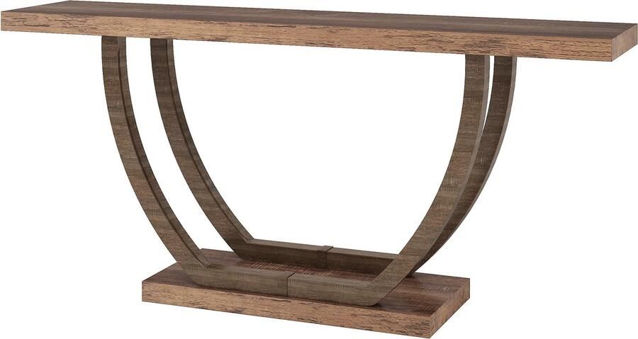 Suredeal Consoletafel Met Geometrische Basis Hout 160x30x80 cm Dressoir Banktafel Smal en Lang Achter De Banktafel