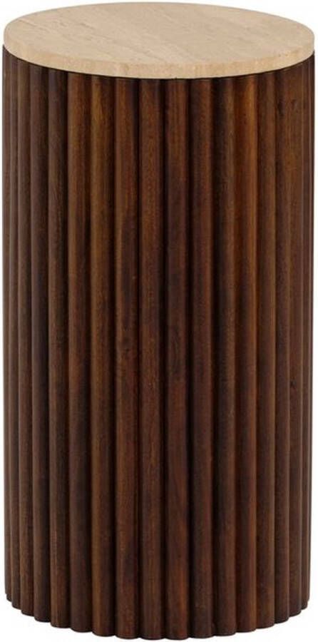 Nijwie Bijzettafel Dallas Ø32 cm Small travertin Bruin Mysons