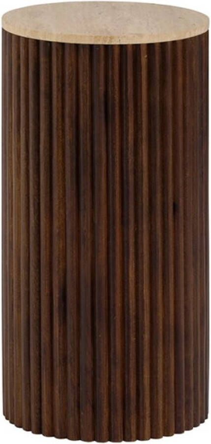 MySons Bijzettafel Dallas Ø38 cm Medium travertin bruin