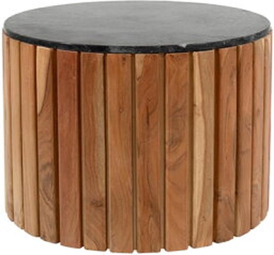 MySons Bijzettafel Marmer Black Ø60 Zanzibar Collection Acacia Natural H45