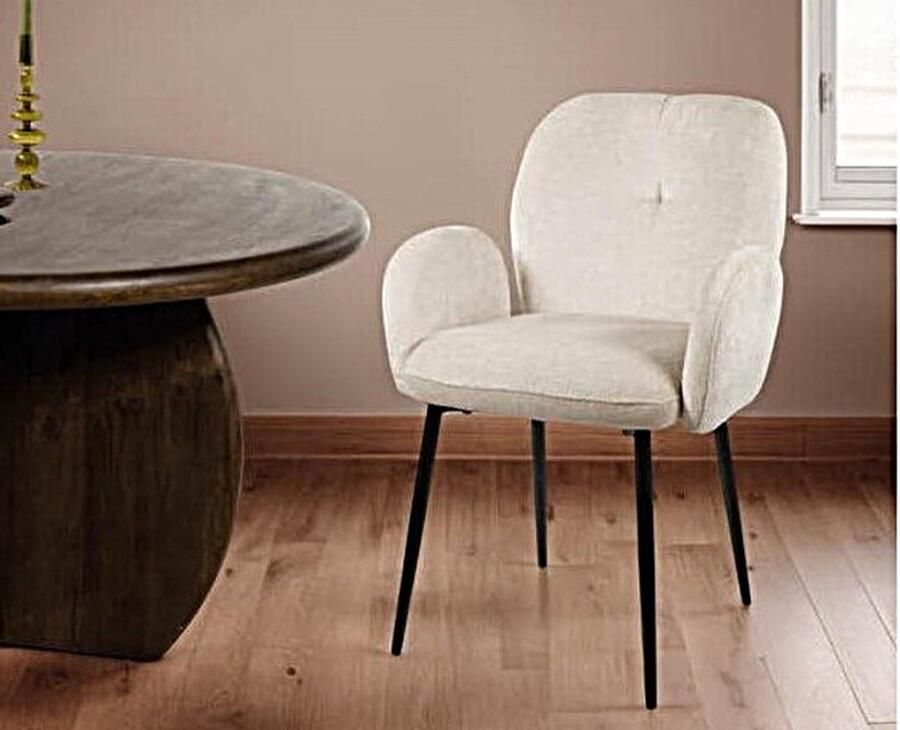 MySons Eetkamerstoel Bobby met armleuning Perfect Harmony Ivory Unique Collection (set van 2)