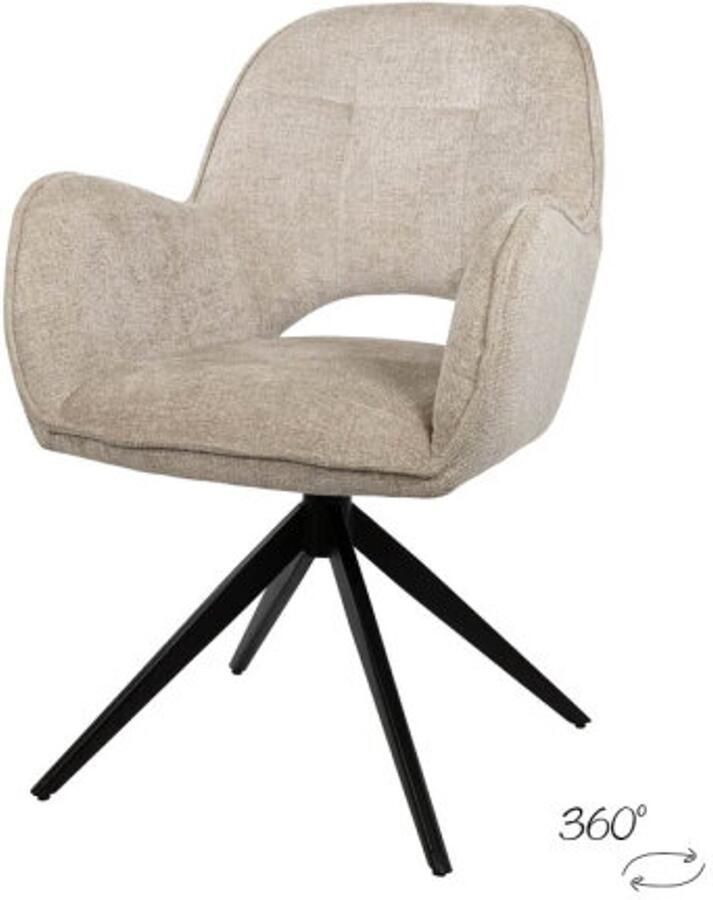 MySons Eetkamerstoel Alicia draaipoot 360ARS Cremona Taupe 04 Unique Collection eetkamerstoelen set van 2