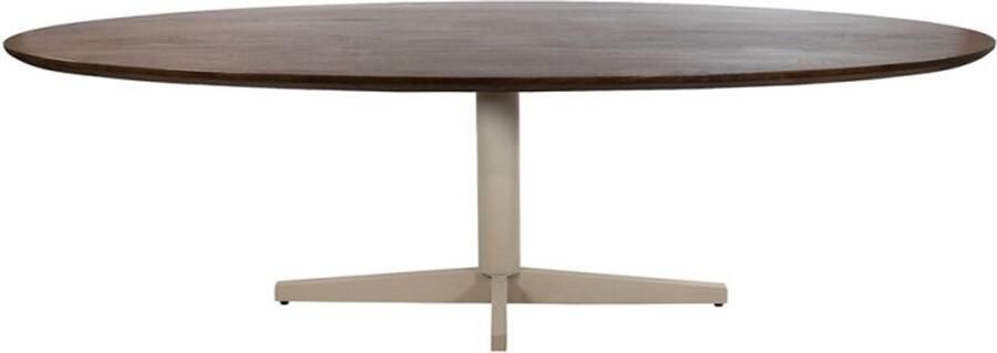 MySons Eettafel Scorpio ovaal Beige poot Mangohout 160x90 cm walnoot