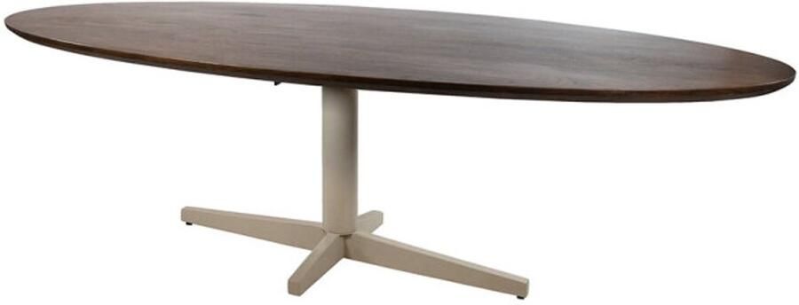 MySons Eettafel Scorpio ovaal Beige poot Mangohout 240x100 cm walnoot