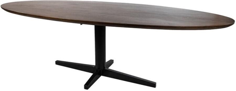 MySons Eettafel Scorpio ovaal zwarte poot Mangohout 190x90 cm walnoot