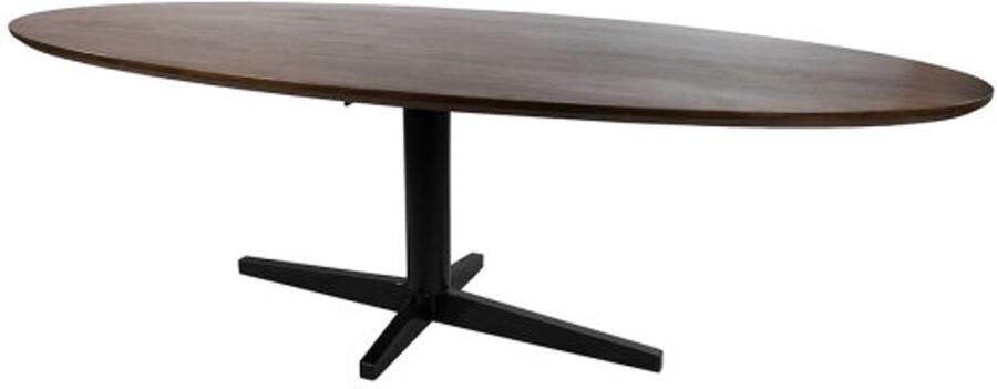 MySons Eettafel Scorpio ovaal zwarte poot Mangohout 220x100 cm walnoot