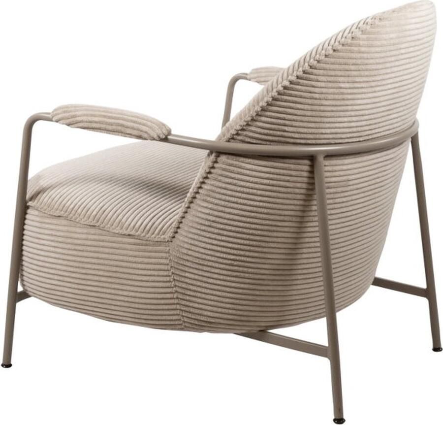 MySons Fauteuil Elton Ribstof Sand 77x81x73 cm Loungefauteuil met armleuning Vintage Retro Design Comfortabel Zachte Ribstof Bekleding Metalen Frame Perfect voor Woonkamer of Loungehoek - Foto 2