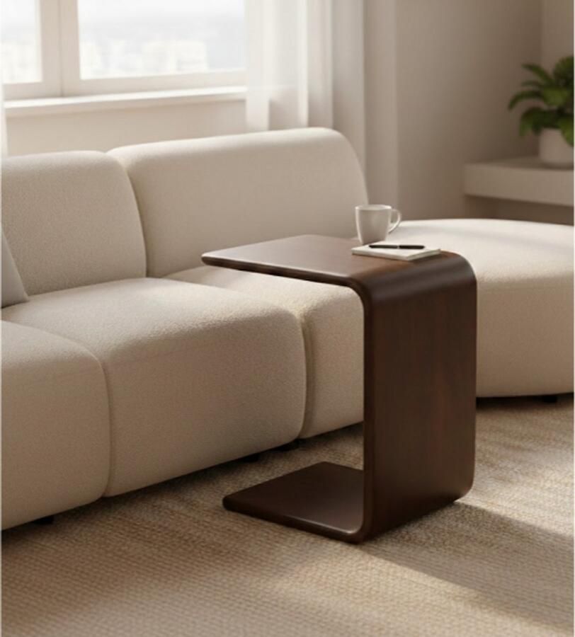 MySons Laptoptafel Dominica Japandi – Mangohout Brown walnoot – 40x35x58 cm banktafel bijzettafel