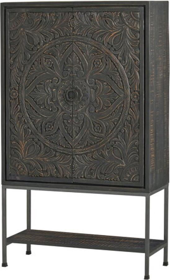 MySons Opbergkast Carving mangohout 190x41x110 cm 2 deuren